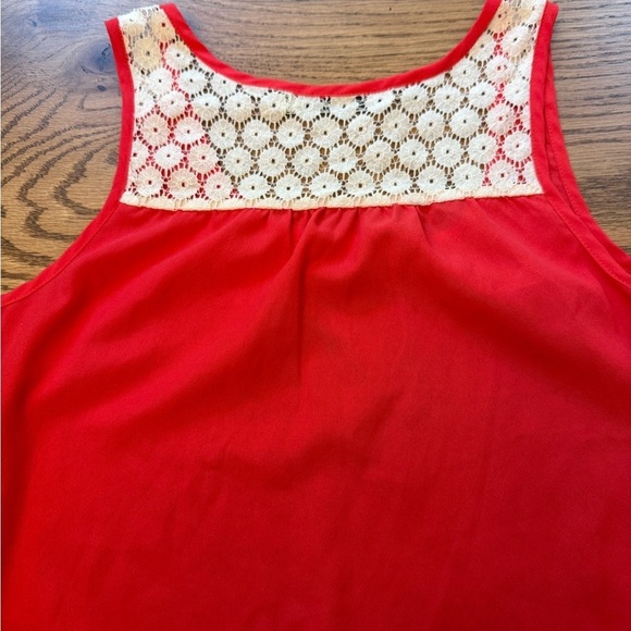 CHLOE K tank top blouse sleeveless red size small lace - Picture 5 of 5